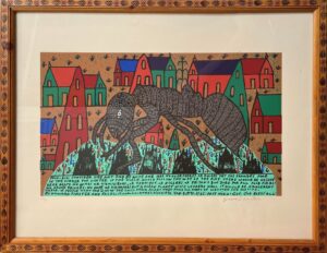 Consider the Ant #1 Published circa 1990-2000 Signed limited-edition screenprint on rag paper, #1/100 23”x32” Howard Finster